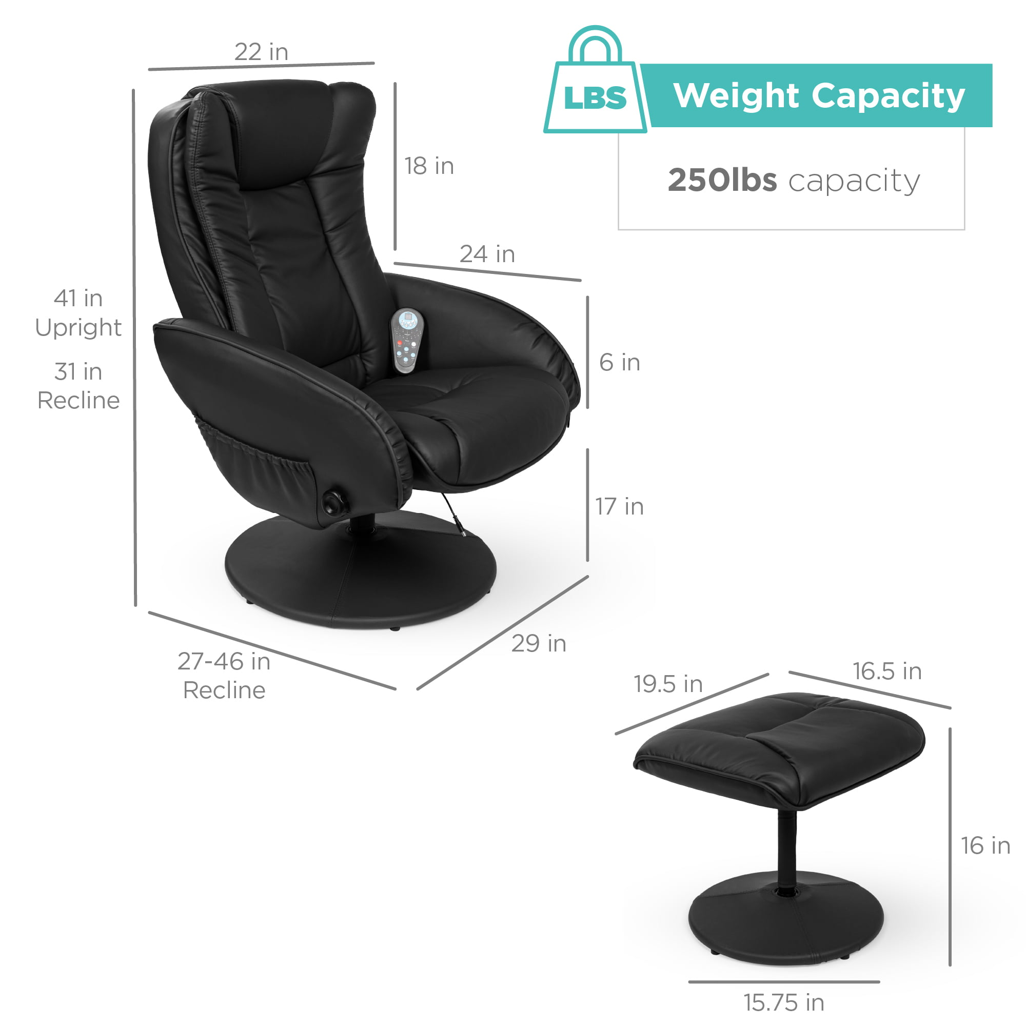 Best Choice Products Faux Leather Electric Massage Recliner Chair W/ Stool  Ottoman, Remote Control, 5 Modes : Target