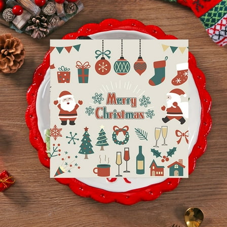 40 Pcs Christmas Paper Napkins 2 Ply 6.5" Disposable Christmas Napkins for Decoupage