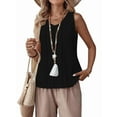 thumbnail image 3 of Linen Tank Tops for Women Summer Casual Loose V Neck Sleeveless Shirts Blouses Tunic Tops Black S, 3 of 9