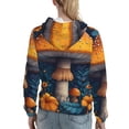 thumbnail image 7 of Daiia Vintage Blue Leaf Mushroom Pattern Women's Fashion Hoodies & Sweatshirts with Kangaroo Pocket Hooded Sweatshirt with Eye-catching Drawstrings-Small, 7 of 7