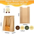 thumbnail image 2 of 60 Pcs Paper Bread Loaf Bag Kraft Food Packaging Storage Bakery Toast Bag with Front Window, Label Seal Sticker Included (Style-1), 2 of 7