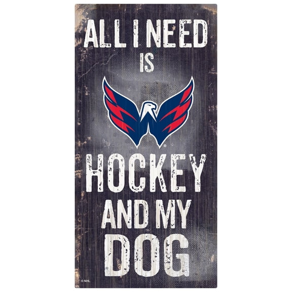 Washington Capitals Sign Wood 6x12 Hockey and Dog Design
