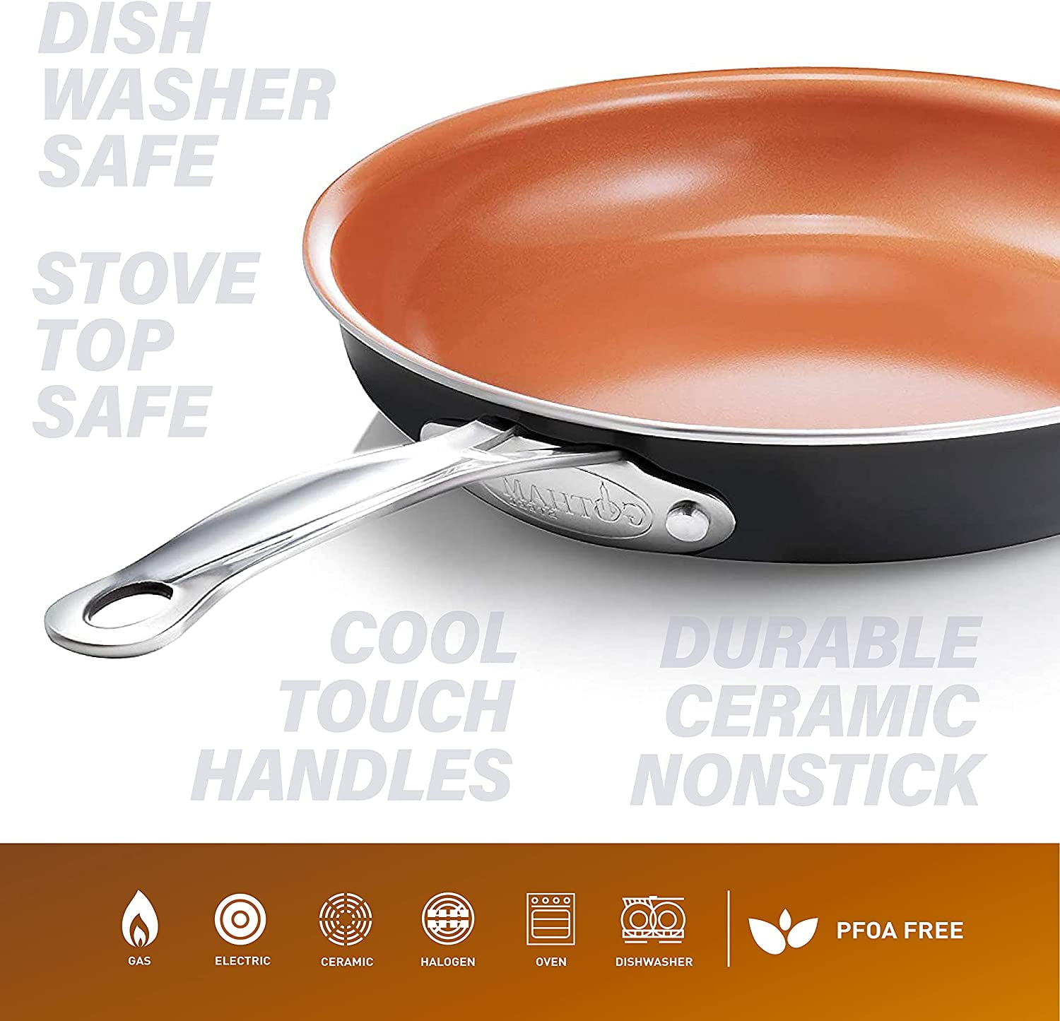 Gotham Steel 9.5 inch Frying Pan, Nonstick Copper with Durable Ceramic  Coating, Nonstick Skillet, Egg Pan, Omelet Pan,100% PFOA Free Cookware 