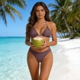thumbnail image 3 of Stamzod 2026 Womens Polka Printed Bikini Sets Halter Cheeky Bathing Suits Back Braided Straps Triangle Bikini Swimsuit Brown-2 M, 3 of 8