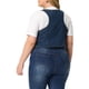 thumbnail image 3 of Chalecos de mezclilla para mujeres de tallas grandes Agnes Orinda, tops sin mangas, chaqueta casual de botón, 4X azul, 3 of 7