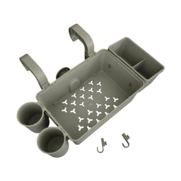 Cesta de almacenamiento para piscina, organizador de natación, resistente y versátil, con portavasos, accesorios de piscina y rieles superiores más Gris