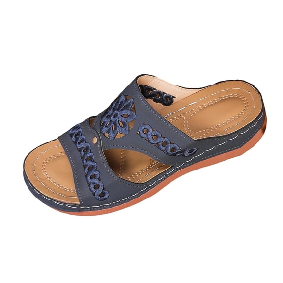 Wensltd Women's Lightweight Sandals Wide Width Open Toe Solid Color Spring Summer Beach Daily Walking Sandals
