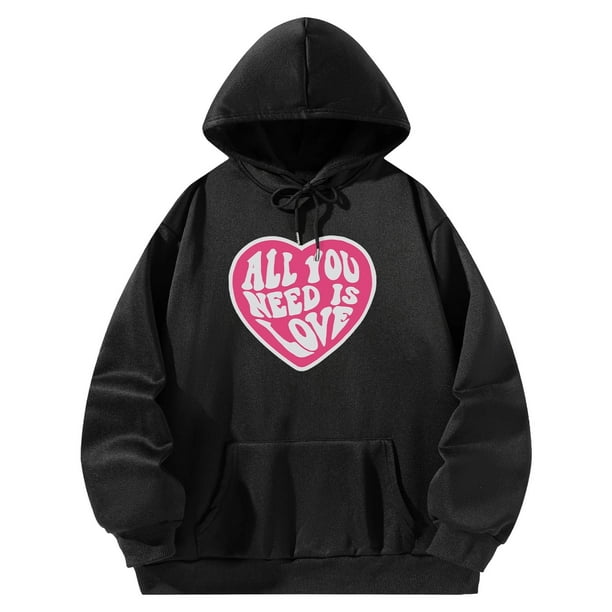 Sudaderas con capucha para mujer, estampado de dibujos animados, ropa elegante para mujer, ajuste holgado clásico con capucha M