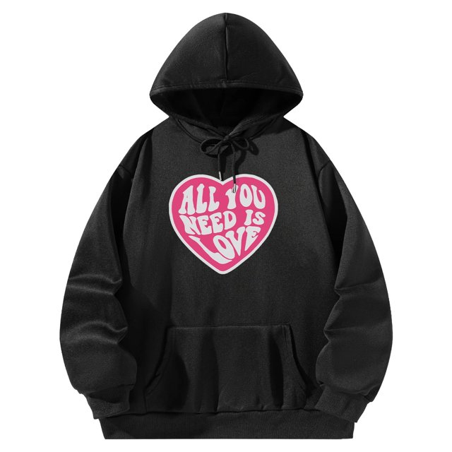 Sudaderas con capucha para mujer, sudadera negra de manga larga con cuello redondo para otoño, uso diario, trabajo XL Yuyangstore sudadera para mujer