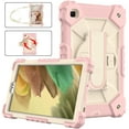 thumbnail image 3 of Kids 3-layer Case for Samsung Galaxy Tab A7 10.4 2020 T500/T505/T507, with Pencil Holder 360 Rotating Kickstand Hand-strap/ Shoulder Strap Heavy Duty Protective Cover,F-rosegold+beige, 3 of 7