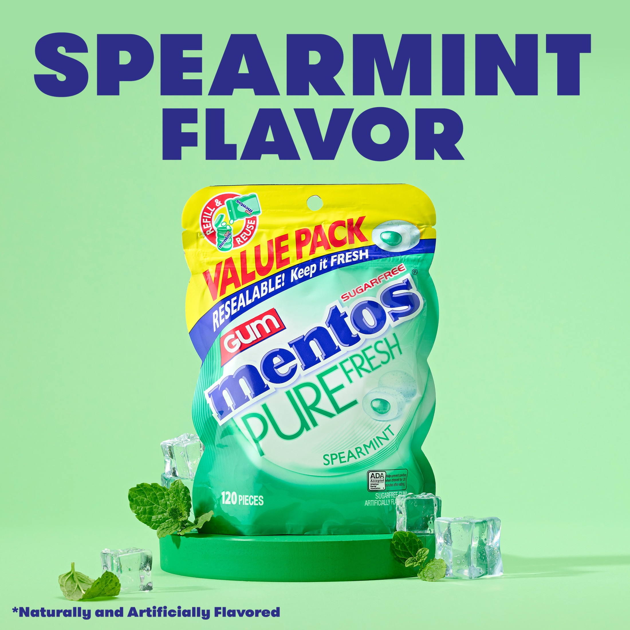 Mentos Pure Fresh Spearmint Sugar Free Gum, 120 Ct photo 3