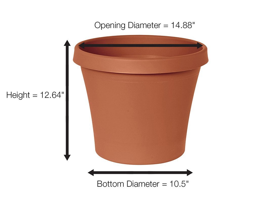Bloem 14-in Terra Round Resin Planter - Terra Cotta Color (Saucer Not Included)