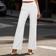 thumbnail image 4 of Yyeselk Women Work Pants with Pockets Straight Leg Slacks Classic Slim Fit Elastic High Waisted Dress Trousers White L, 4 of 6
