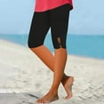 thumbnail image 2 of Tii.MM Women's Casual Capris Knee Length Solid Color Capri Leggings High Waist Stretch for Summer Yoga Workout Exercise, 2 of 5