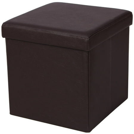 Faux Leather Ottoman Footstool UBesGoo Folding Cube Faux PU Leather Ottoman Pouffe Storage Box Lounge Seat Footstools ()