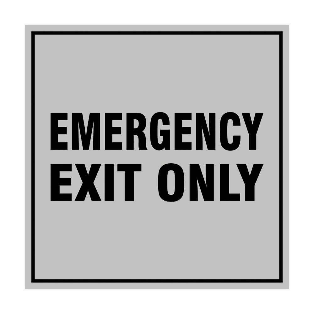 Square Emergency Exit Only Sign (Lt Gray) Large