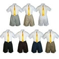 thumbnail image 1 of 3pc Set BoyToddler Formal Party Yellow Necktie White Black Khaki Shorts S-4T, 1 of 2