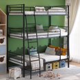 thumbnail image 2 of Yoneston Metal Triple Bunk Bed, Twin over Twin over Twin for Bedroom, Detachable 3-in-1 Beds for More People Bedroom Dormitory, Black, 2 of 10
