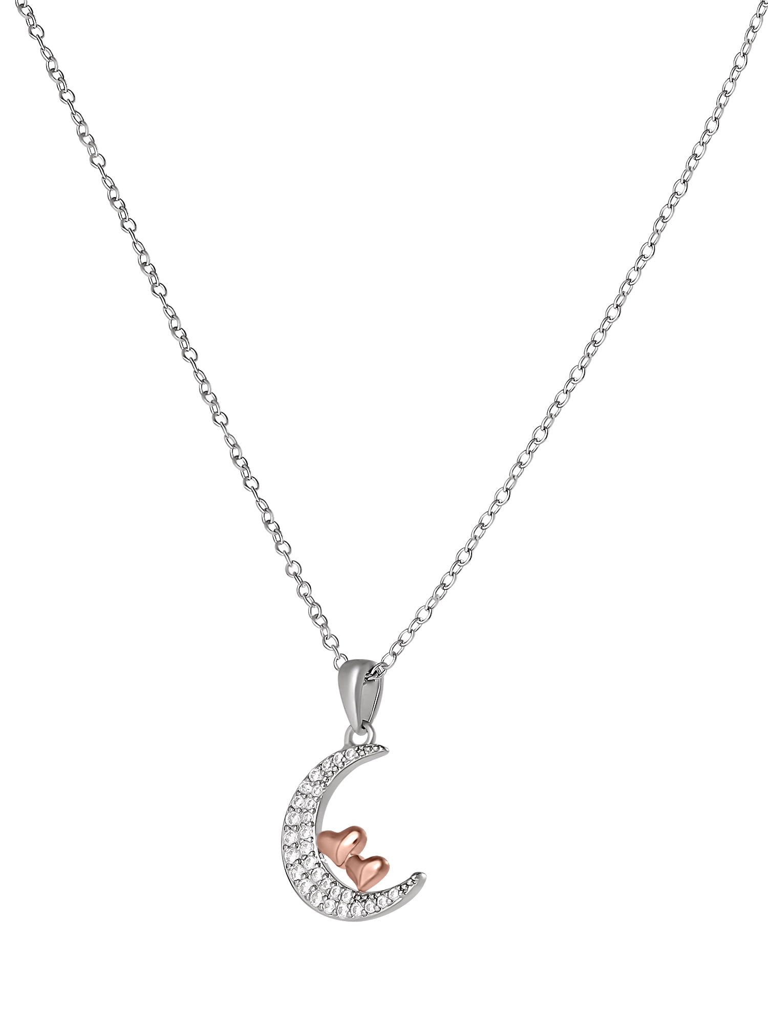 Believe by Brilliance, Women's Brass Pink Gold Plated Cubic Zirconia Pendant, 18" +2"