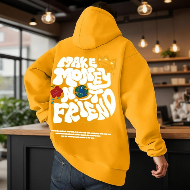 MHFRRA Sudadera con Capucha, Suave y Cómoda, para Uso Informal, Ligera, Deportiva y para Exteriores Amarillo