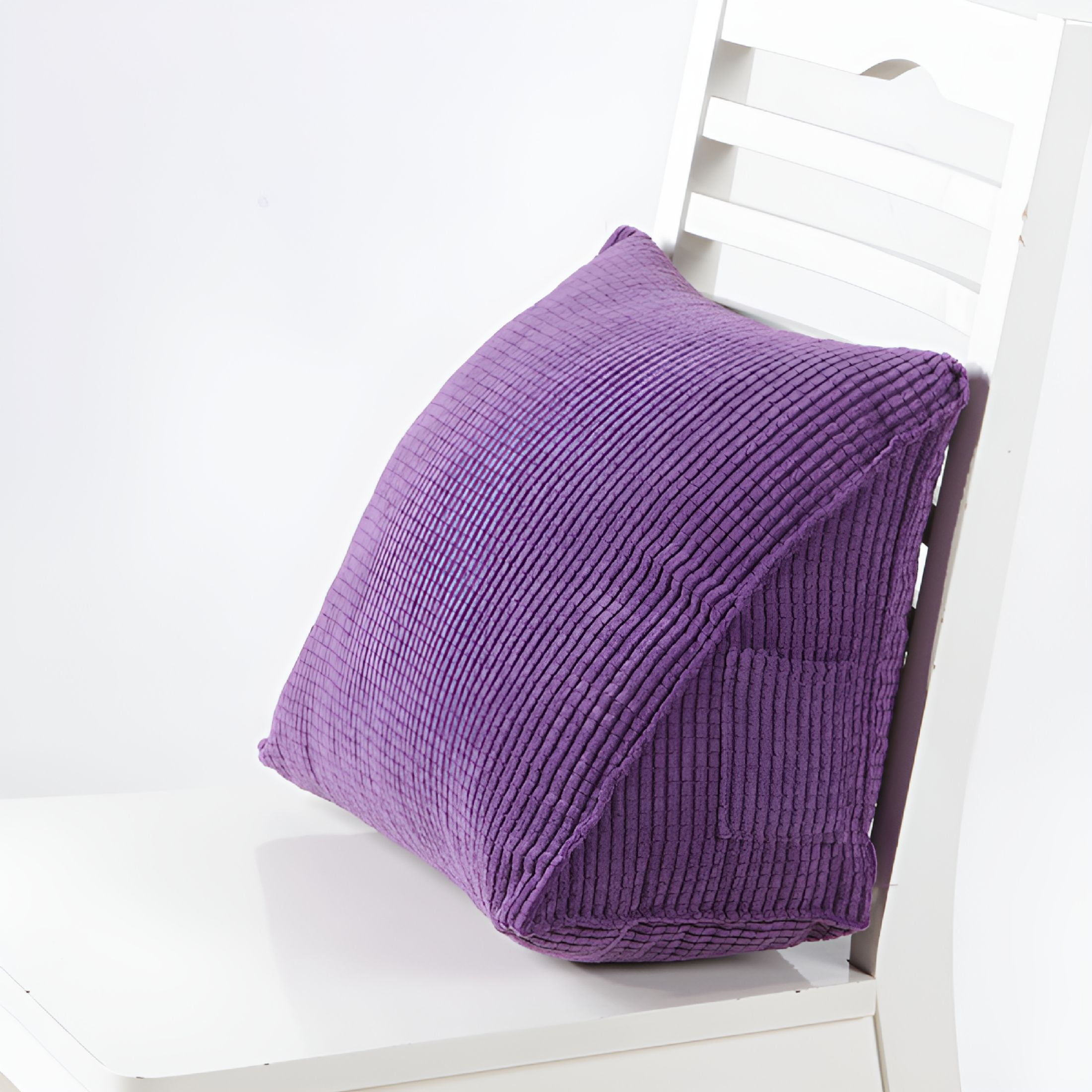 LAMIRO Solid Color Corduroy Ribbed Wedge Cushion Triangle Pillow Home Bed Sofa Decor
