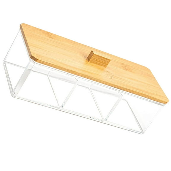 HEMOTON  3 Compartment Organizer Bamboo Lid Storage Box Baby