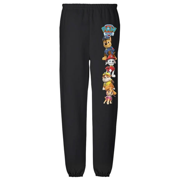 Paw Patrol Crew and Logo Unisex Jogger Sweatpants with Pockets for Men and Women, Black, X-Large