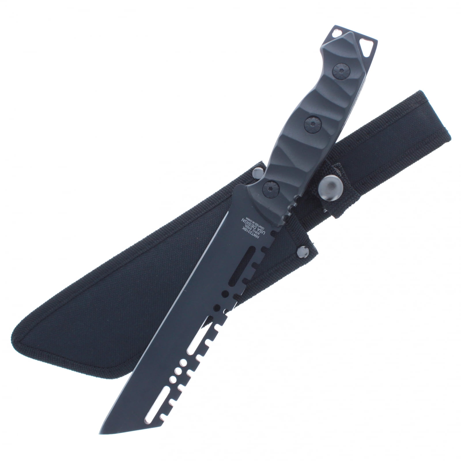 ASR Outdoor Full Tang Hunting Knife ABS Handle Fixed Blade Matte Black Design