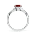 thumbnail image 2 of ANGARA Oval Lab Grown 2 Ct Ruby Criss Cross Shank Engagement Ring with Accents for Women in 14K White Gold (Size-9x7mm) | July Birthstone, Anniversary, Jewelry Gift for Women | Lab-Grown Ruby Ring, 2 of 7