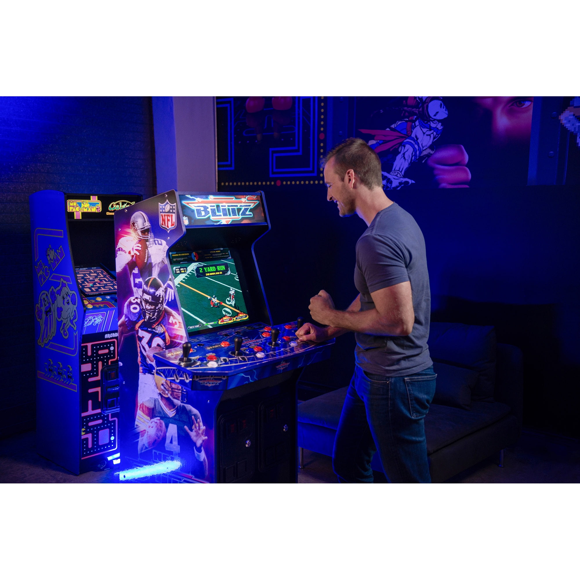 Arcade1Up NFL Blitz Legends Arcade Machine - 4 Player, 5-foot tall  full-size stand-up game for home with WiFi for online multiplayer,  leaderboards
