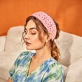 thumbnail image 5 of Women's Boho Crochet Knit Hair Band Vintage Head Wrap Hair Bandanas Head Kerchief Pink One-Size, 5 of 6