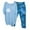 Blue, variant on Sentmoon Pyjamas Set for Women Linen Short Sleeve Crew Neck Women Tops and Womens Pajama Bottoms with Print Soft Regular Fit Oversized Pajamas S-5XL
