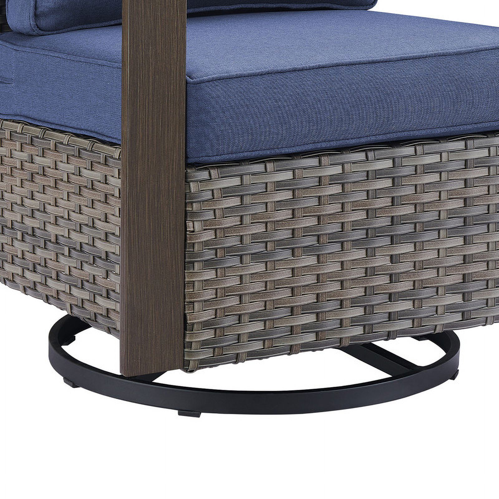 PARKWELL Classic Swivel Glider Chair Set of 2, Patio Cushioned Lounge Swivel Rocker Arm Chair for Balcony Yard,Gray Wicker and Navy Cushions