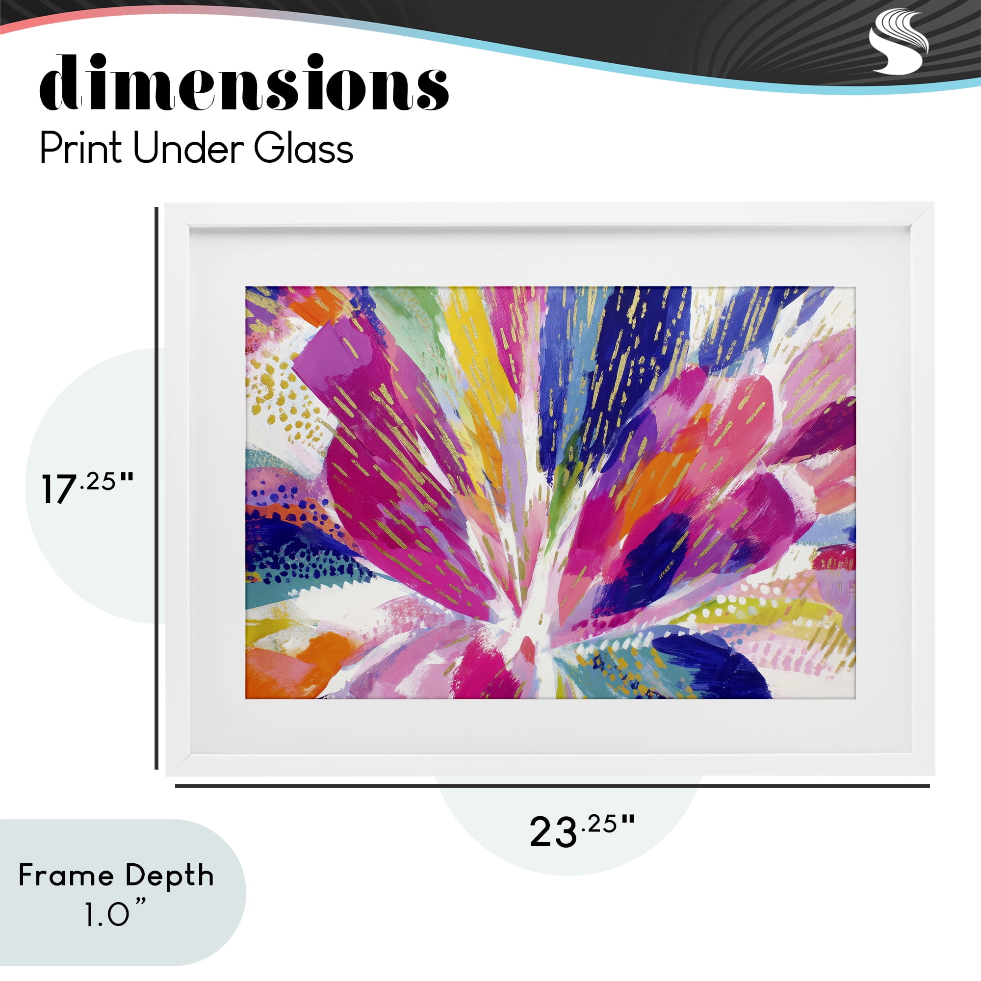 Stupell Industries Flower Burst in Vibrant Tones White Framed Print Under Glass, design by Chromatic Storm Studio
