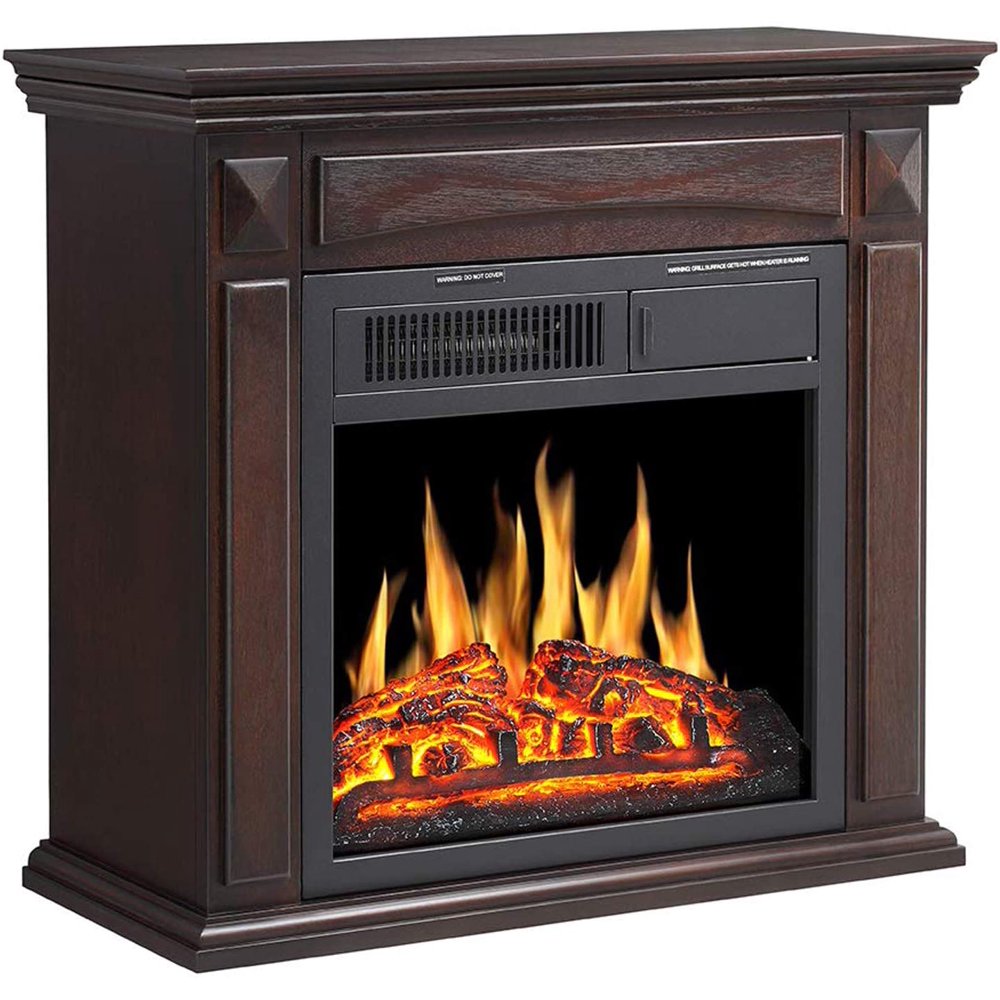 R.W.FLAME 25" Electric Fireplace Mantel Wooden Surround Firebox
