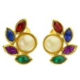 thumbnail image 1 of Colorful & Gold-Tone Colored Metal Clip-On-Earrings With Faceted Accents #LQC385, 1 of 2