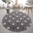 thumbnail image 1 of Moroccan Boho Vintage Area Rugs Fluffy Plush Circle Rug Washable Retro Area Rugs Shaggy Carpet Mat for Bedroom Living Room, 2.6 ft, Grey, 1 of 3