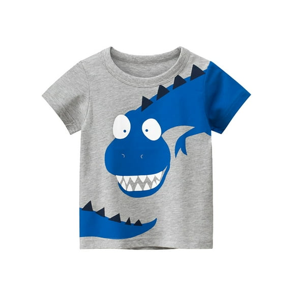 Hienoo Toddler Boys T-Shirt Short Sleeved Cartoon Dinosaur Print Cotton Soft Summer Casual Tshirt