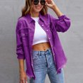thumbnail image 3 of LYMAYTER Women's Spring Shirt Long Sleeve Jacket Loose Top Ripped Denim Women's Top S-2XL, 3 of 5