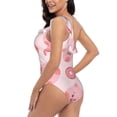 thumbnail image 4 of Honeii Pigs Head And Donuts for women's one-piece swimsuit featuring a chic one-shoulder design experience elegance and style in the water-XX-Large, 4 of 6