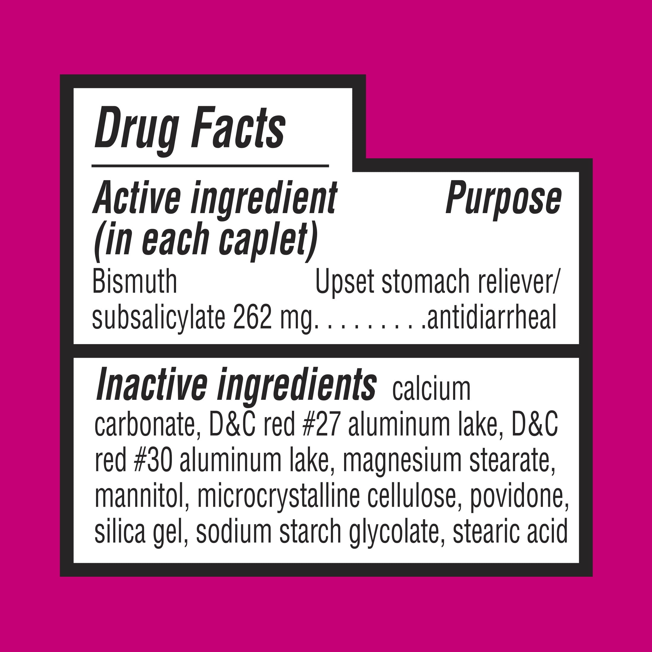 Equate Bismuth Caplets for Adult Stomach Relief, 262 mg, 40 Ct