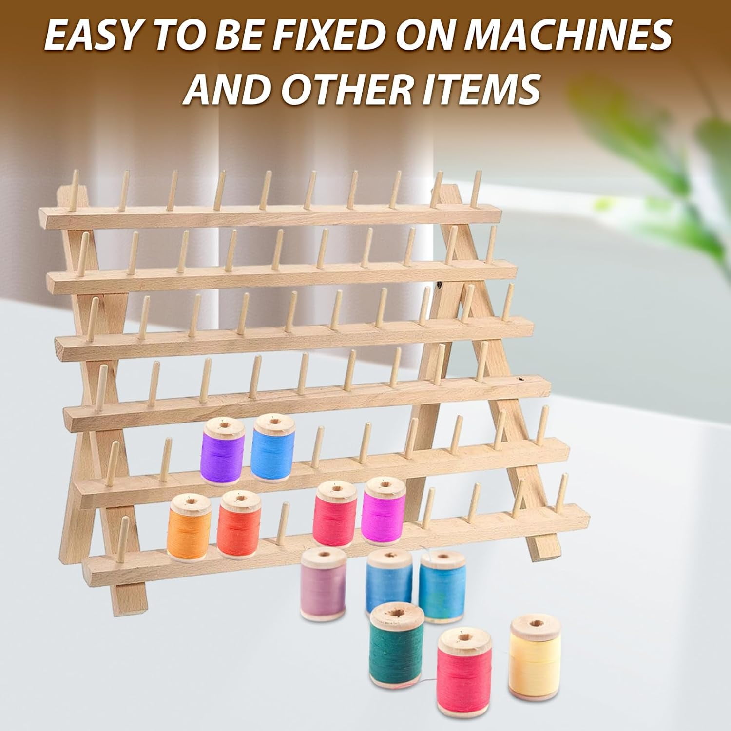 ABPETE 40PCS Wooden Spools for Crafts 2 Inch, Empty Thread Spools for Crafts, Splinter- Free Unfinished Wood Spools for Embroidery and Sewing Machines