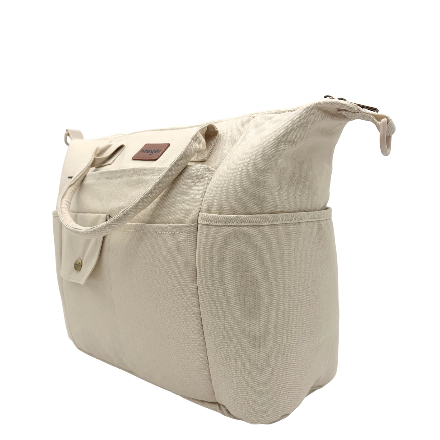 Wrangler Baby Diaper Tote Bag Canvas Multi-functional with Insulated Pockets, Silver Lining