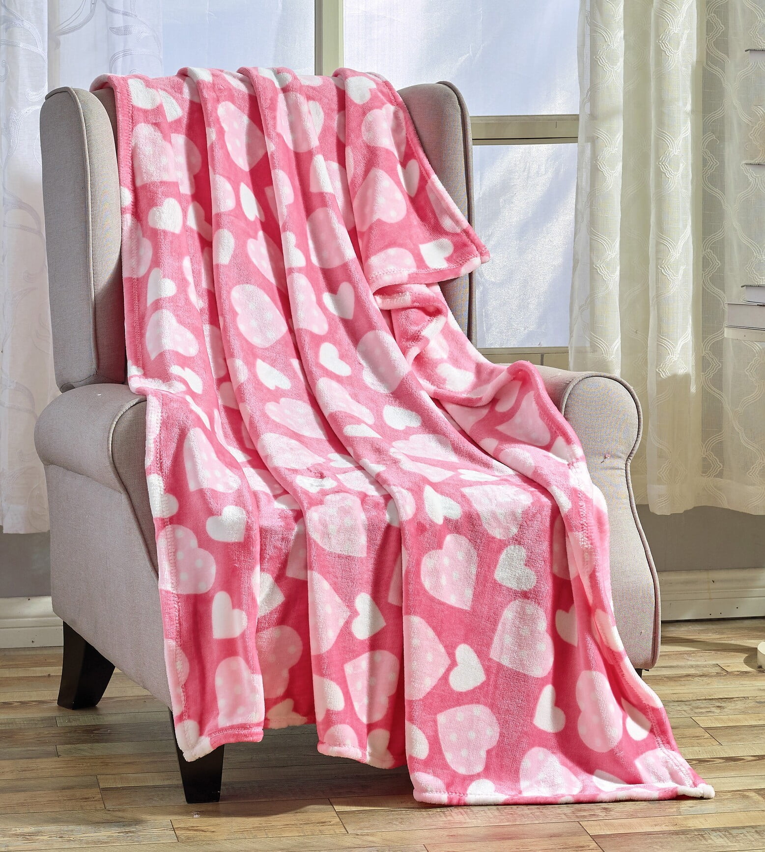 "Manta de felpa ultra corazón estampada suave día de San Valentín decoración del hogar 50""x60" - Imagen 7 de 16