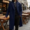 thumbnail image 2 of GrmtClth Men's Double Breasted Overcoat Notched Lapel Long Sleeve Mid‑Long Warm Winter Casual Business Trench Coat with Pockets, 2 of 9