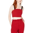 thumbnail image 1 of Line & Dot Womens 2-Tone Crop Top Blouse, Red, Small, 1 of 5