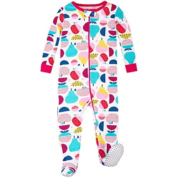 Lamaze Organic Baby baby girls Pure Organic Cotton Footed Stretchie One Piece Sleepwear, Toddler, Zipper, 1 Pack and Toddler Sleepers, Multi-fruit, 4T US