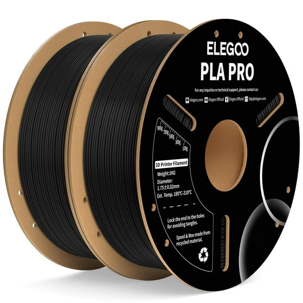 Filamento para impresora 3D ELEGOO PLA PRO, 1,75 mm, negro, 2 kg