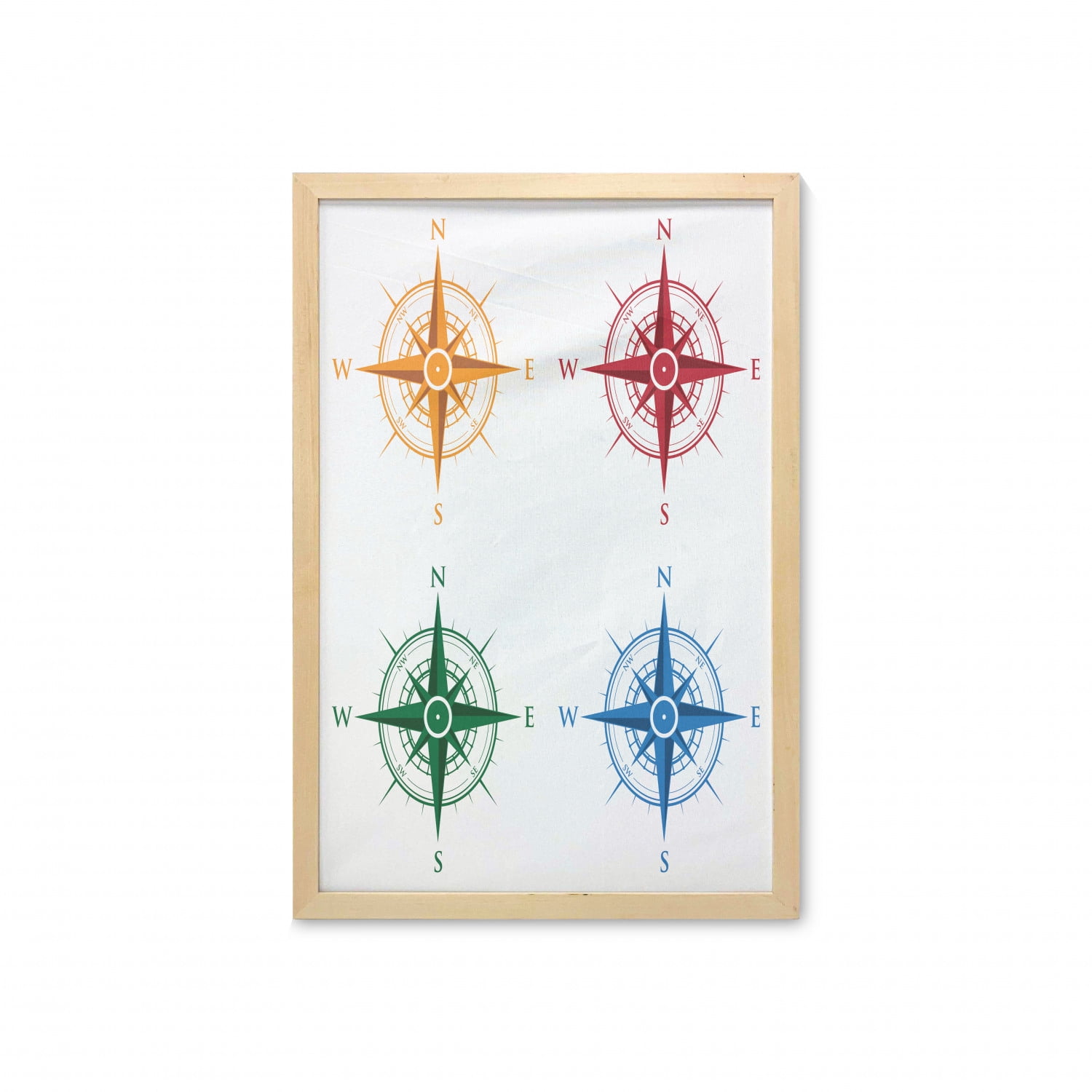 Compass Collection Frame Compass Wall Art with Frame, Colorful Different Compasses Set ...