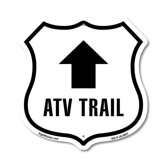 ATV Trail Up (5 Pack) 12 inch X 12 inch Shield-Shaped Rust-Free Aluminum Metal Signs Weather Resistant Made in the USA